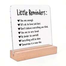 1pc Classic Islamic Acrylic Eid Al-Fitr Ramadan Decorative Item, With Wooden Base, Arabic Ramadan Decor, Birthday Gift - Starts And Ends With Gratitude And Hope, With Slogan, Desktop Ornament - Multicolor - View 9
