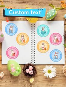 12/24/40pc Custom Personalized Easter Stickers,Custom Bunny Egg Labels,Easter Gift & Bakery Packaging Stickers,Party Favor Seals,Easter Stickers - Multicolor - View 2