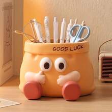 Creative Cartoon Funny Large Capacity Key Pen Holder Desk Decor - Orange - View 3