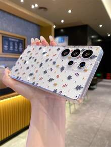 1pc Plant Pattern Android Phone Case, Precise Cutout Camera Protection Suitable For Samsung Galaxy S25 Ultra/Galaxy S24 Ultra/S24/S23 Ultra/A56 5G/A55 5G/A52s 5G/A26 5G, Nothing, Pixel, Protective Cover - Clear - View 5