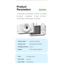 yesido Cyfrowy aparat fotograficzny 4K, miniaturowa kamera CCD klasy podstawowej w stylu retro, wysoka rozdzielczość, duża liczba pikseli, przenośna, idealna dla studentów i podróżników - Wielokolorowe - Zobacz 9