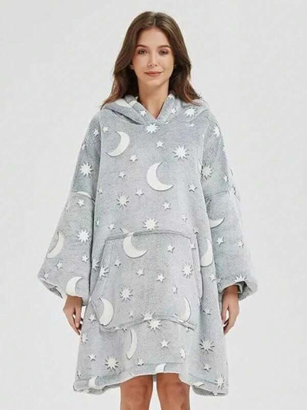 Hoodie Fluorescentes Maxi Sudadera de Adultos Con Capucha Afelpada Calientita Suavecita Con Diseños  Unitallas
