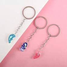 3Pcs/ Set Heart-Shaped Dolphin Sequin Stitching Best Friend Bestie Key Chain For Men Fashion Friendship Gifts - Silver - View 5