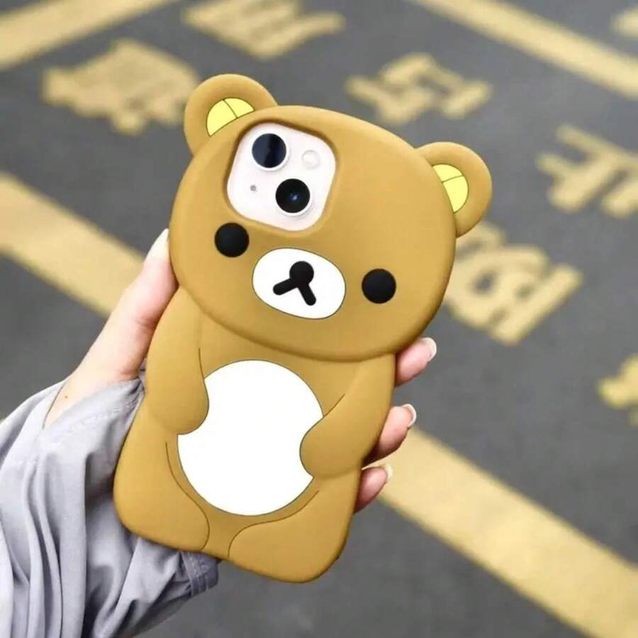 3D Cartoon Kawaii Rilakkuma Bear Silicone Phone Case For Samsung Galaxy S25 Ultra S24 S23 Plus S24 Ultra Soft Cover 17 Pro Max Case Custom Phone Case Clear Phone Case Valentine's Day Gift Giving Holiday Limited Edition Stitch Valentine's Day  17 Pro Max Festival Gift  16 Case - 棕色 - 查看 1