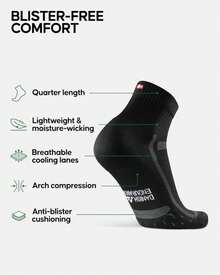 DANISH ENDURANCE Ultra-Comfort Quarter Running Socks, Performance Socks, Men &Amp; Women - 3 Or 5 Pack - ColorA - View 2