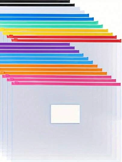 10 pezzi Buste documenti trasparenti con cerniera formato A4 - Organizer per ufficio e studenti in PVC impermeabile per documenti e ricevute