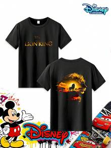This Short-Sleeved T-Shirt For Boys Is A Collaboration With The Lion King. It Features A Gold-Stamped "THE LION KING" Lettering Print On The Front And A Sunset Lion Silhouette On The Back. Suitable For Boys Aged 3-12, It's Perfect For Summer Everyday Wear, School Attire, Disneyland Visits, Family Outings, Beach Vacations, Birthday Parties, And Is A Must-Have For The Back-To-School Season. It's Also Perfect For Fun And Playful Photos, A Top Choice For American Moms As A School Bestseller And Holiday Gift. Durable, Long-Lasting, And Available In A Full Range Of Sizes To Fit Different Heights And Weights, This Classic Childhood IP Collaboration Ensures High Recognizability. Versatile And Eye-Catching, It's Sure To Turn Heads At Playgrounds And Is An Essential Item In Any Boy's Wardrobe. - màu đen - Xem 3