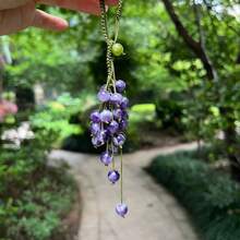 Waist Chain, Waist Pendant, Beaded Keychain, Bag Charm, Dreamy Purple Crystal Grape Bag Charm, Phone Charm, High-Quality Woven Accessory, Bridal Valentine's Day Gift Bag Pendant - Multicolor - View 8