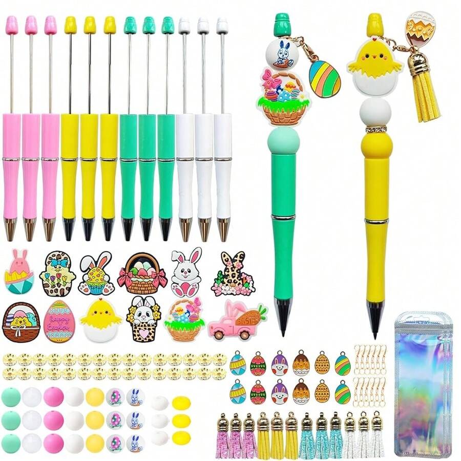 Beaded Ballpoint Pen MaFKing Kit With Silicone Focal Beads Spacer Beads Assorted Spacer Packaging Bags Office Schoolsss Present (Happy Easter) - 復活節快樂 - 查看 1