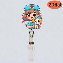 1pc Cute Nurse Cartoon Retractable Badge Holder, Durable Acrylic Material, 360 Degree Rotation, Suitable For Office, Teachers And Medical Staff - 1pcs - View 17