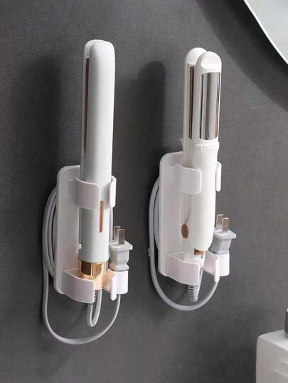 고데기 보관 랙, 드릴 없는 욕실 벽걸이 스타일링 보드 스탠드, 스트레이트닝 빗 및 헤어 스트레이트너 정리함, 욕실 세면대에 적합, 면도기, 고데기, 스트레이트닝 빗 및 스타일링 보드 보관용.