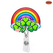 Carrete retráctil para el Día de San Patricio con diseños de trébol de la suerte, arcoíris, monedas y duendes, adecuado para portadores de tarjetas de identificación, regalos festivos - Multicolor - Ver 4