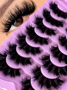 Long Lashes!7 Pairs Extension Thick Long Reusable Extended Makeup Lashes 9D Faux Mink False Eyelashes, Multi-Layered Curly & Fluffy, Soft & Voluminous Drama Messy Mink Lashes, 18-25mm Ultra Long & Dense, Handmade Suitable For Beginners, Comfortable - Black - View 9