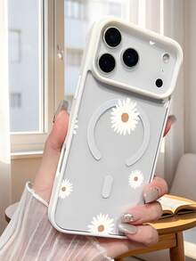1pc White Daisy Floral Pattern Magnetic Phone Case Aesthetic Botanical Art Design Elegant For Flower Lover Birthday Bestie Compatible With Iphone 17 Pro Max 17pro 17Air 17 16 15 14 13 12 11 X XS XSMAX Plus Pro ProMax S25Ultra S25 S24 S23FE S22 Plus FE Case - 粉色 - 查看 10