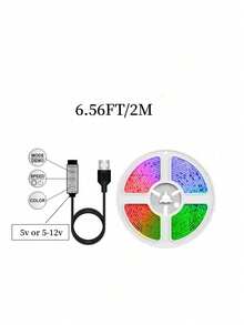 98英尺/65英尺/50英尺/32.8英尺/16.4英尺 RGB LED灯带，适用于卧室、房间、家庭派对装饰，也适用于家居装饰、客厅、卧室、电视背景墙（无遥控器，按钮在数据线上） - 彩色 - 查看 13
