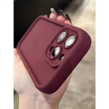 1pc Burgundy Personalized Pattern Full Coverage TPU Shockproof Phone Case Compatible With IPhone 16, 15, 14, 13, 12, 11 Pro Max, Series Waterproof Anti-Fall Scratch Resistant - Burgundy - View 2