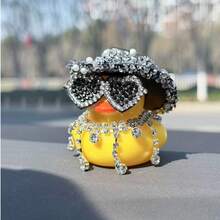 1pc Black Diamond Rubber Duck Car Decor - Fun Office Gift, Cool Dashboard Decoration, Suitable For Car Accessories, Quirky Design On Black Body, Durable PVC Material, Easy To Install, Highly Recommended - one-size - View 3