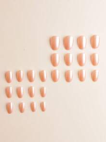 24pcs Matte Oval Nail Stickers, French Glossy Solid Color Nail Wraps, Minimalist Elegant Style. Full Coverage Easy Application Design Suitable For Women's Daily Use, Parties And Gatherings - Multicolor - View 4