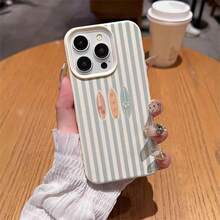 1pc TPU Material Light Blue Striped Floral Surfboard Pattern Phone Case Compatible With IPhone 17 Pro Max/17/16 Pro Max/15/13/12/11, S20 FE/A15/S24/A55, Note 11/Note 12/Note 13 Pro, Full Coverage Anti-Drop Soft Protective Phone Cover - White - View 4