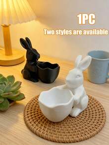 1pc Cute Rabbit Candy Basket Shaped Small Ornament, Pla Material Desktop Decoration, Modern Design, Perfect For Desk Decor, Coffee Corner Decoration, Jewelry Storage Box, Candy Storage Box, A Fun Gift For Animal Lovers, Also Suitable For Home And Office Decoration, A Lovely Bookshelf Ornament, And A Collectible Novelty Ornaments. - Multicolor - View 1