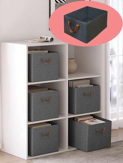 1/2/3件装可折叠布艺收纳盒及带提手的开放式储物箱，可堆叠抽屉式收纳篮，多功能衣柜收纳盒，内衣收纳盒，搬家旅行必备，适用于日常居家卧室衣物、牛仔裤、毛衣、T恤、书籍等收纳，家居装饰礼品