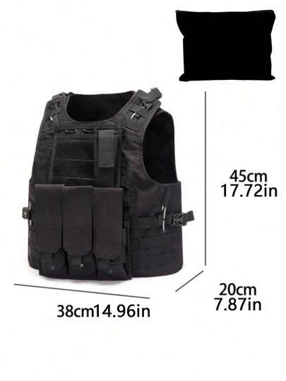 Rompi Taktis Luar Ruangan - Rompi Taktis Pelindung Multifungsi, Kain Oxford dengan Sistem MOLLE, Tali Bahu dan Pinggang yang Dapat Diatur, Bagian Belakang Jala yang Bernapas, Gesper Pelepas Cepat, Desain Kompatibel dengan Pelat Anti Peluru dan Banyak Kantong Serbaguna; Rompi Dada EDC Ringan dan Tahan Air Cocok untuk Hiking, Panjat Tebing, Airsoft, Paintball, Pelatihan Militer, Keamanan dan Pencarian dan Penyelamatan; Unisex, Hadiah Hari Valentine