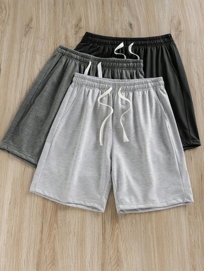 1 Set Men's Daily Wear Includes: Gray Sweatpants, Elastic Waist Drawstring Casual Shorts, Minimalist Fashion Shorts, Khaki Shorts, And Formal Shorts.