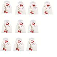 30pcs(10sets),60pcs(20sets) Cherry Keychain Party Favors,Including Cherry Keychain, Thank You Cards Ang Organza Tags, Cherry On Top Party Decorations Cherries Keyring Red Fruit Gifts For Birthday Baptism Wedding Guests - Multicolor - View 13