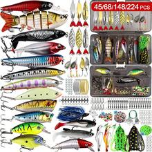 OPQ Bộ mồi câu cá nổi 45/68/148/224 món, hộp đựng dụng cụ câu cá, quà tặng câu cá cho nam giới, bộ mồi câu cá rô phi, cá hồi cho câu cá nước mặn và nước ngọt bao gồm lưỡi câu, mồi xoay. - Nhiều màu - Xem 4