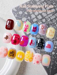 XEIJAYI 1 片美甲印花板，30 种图案，格子和几何美甲模板，金属印花板，适用于专业美甲师，DIY 美甲设计工具 - 銀色 - 查看 4