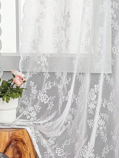 1 chiếc rèm cửa ren đục lỗ họa tiết hoa hồng trắng, rèm ngắn, rèm trang trí, rèm màu cà phê, phong cách lãng mạn cổ điển, mỏng nhẹ, được làm từ sợi polyester, thích hợp cho phòng ngủ, phòng khách, nhà bếp, văn phòng, quán cà phê và trang trí nhà cửa.