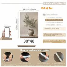 1 Stück gerahmte Leinwandkunst, Olivenbaum und Vintage Vase Leinwanddruck, moderne Wanddekoration, geeignet für Wohnzimmer, Schlafzimmer, Büro, Nahost-Heimdekoration, Raumdekoration Ästhetik, Retro-Bauernhaus-Stil dekorativer Poster, Frühlingsdekoration - Olivenbaum - Übersicht 23