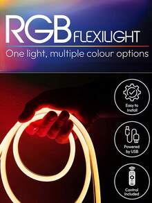 RGB Neon Light Strip, Flexible Silicone Neon Lights, Color Changing, USB Powered With Remote Control, Suitable For Bedroom, Living Room, Kitchen And Christmas Decoration - 多色 - 查看 4