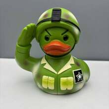 1pc Resin Crafted Saluting Duck Figurine, Suitable As Home, Office Desk, Or Display Window Decoration Gift - Multicolor - View 1