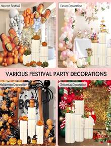 1/3/4pcs Paper Board Pedestal Stand, Foldable Column Stand, Wedding Prop, Floor Display Pillar, DIY Base Box With Round Top Foldable Paper Tube Column Base, Material: Paper, Load Bearing Capacity: 20kg - White - View 9