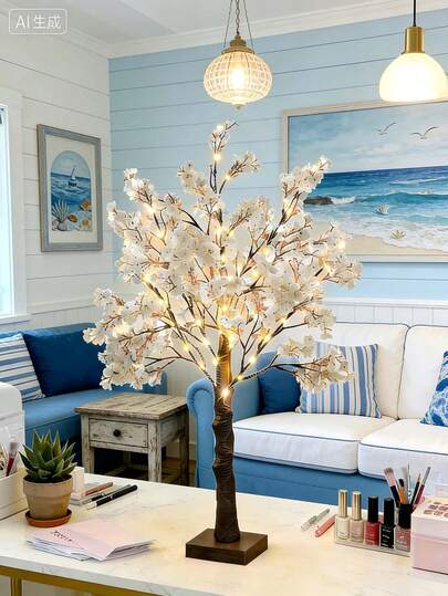 1pc 60-LED 55cm Tall Constantly Bright USB Powered + Battery Operated Starry Sky Tree Lamp, Home Decor Pink Flower Tree Light, Holiday Decor Champagne Starry Tree Lamp, Bedroom Wedding Decor Cherry Blossom Starry Tree LED Lamp, Ramadan Decoration Starry Tree Lamp, Room Decor White Birch Starry Tree Light, Fairy Lamp, Camping Light, Party Decor Starry Tree Lamp