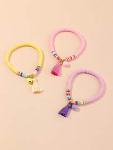 3件套女孩混色聚合物粘土手链套装，适合日常装饰 - 彩色 - 查看 5