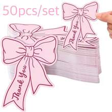 20/50/100 张粉色蝴蝶结迷你感谢卡 - DIY 手写空白席位卡，适用于商务、餐厅、周年纪念、毕业典礼、生日、婚礼、洗礼、感恩节、教师节、母亲节、父亲节派对装饰、礼盒、礼品标签，向客人、朋友和家人表达感谢。 - 彩色 - 查看 18