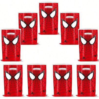 Marvel 1 set/10 piezas Bolsas de regalo de fiesta de cumpleaños de Spider-Man, bolsas de caramelos con tema de Spider-Man, bolsas de botín para fiestas de cumpleaños, suministros y decoración como regalo de cumpleaños, fiesta de Pascua u otra fiesta