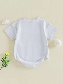 Baby Boys Rompers Letter Golf Embroidery Crew Neck Short Sleeve Infant Bodysuits Jumpsuits - Gris - Ver 7