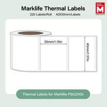 Giấy in nhiệt Marklife 40x30mm (1.57x1.18 inch) tiết kiệm, dạng cuộn vuông, màu trắng, chống thấm nước, chống trầy xước, chống dầu, 1 cuộn, tương thích với máy in P50, D100, thích hợp cho doanh nghiệp nhỏ, cửa hàng, dùng làm nhãn giá, nhãn bao bì, mã QR, mã vạch, nhãn cảm ơn, 220 nhãn mỗi cuộn, khuyến mãi ngày Cá tháng Tư. - trắng - Xem 4