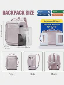 Mochila/mochila de viaje de 40x20x30cm aprobada por Ryanair, adecuada para viajes cortos, se ajusta fácilmente debajo del asiento, diseño unisex - Multicolor - Ver 4