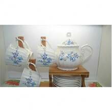 Tea/Coffee Set, 13 Pieces, With Teapot, Cups, Saucers, And Blue - Multicolor - View 1