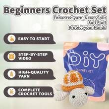 YAMAXIN Turtle Crochet Kit, Front-Facing Animal Handicraft Set With Step-By-Step Instructions, Ideal Gift For Crafters (Random Color Accessories), Crochet Doll DIY Kit With Instruction Manual And Video Tutorial - Coral Orange - View 5