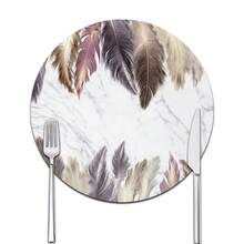 双面防滑PU隔热垫桌垫耐热餐垫饮料杯垫厨房餐具沥水垫可水洗桌面垫适用于节日用餐和厨房餐桌羽毛图案 - 白色 - 查看 33