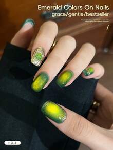 XEIJAYI 1瓶15毫升绿色猫眼甲油胶，UV/LED灯固化，持久速干美甲凝胶 - 女士理想礼物 - 綠色 - 查看 5