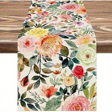 1pc Spring And Summer Watercolor Rose Table Flag, Restaurant Party Decoration Table Flag, Spring And Summer Printed Table Flag - Kiểu 1 - Xem 6