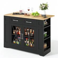 Mobile Storage Islands - Black+Natural + MDF + Kitchen - View 2