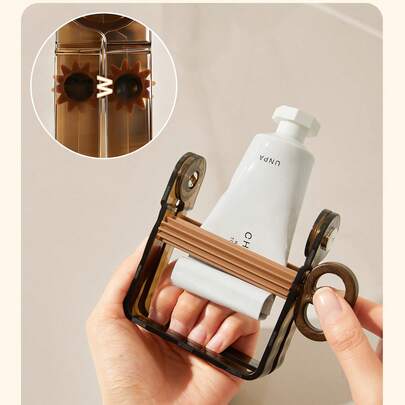 1PC Retro Brown Rotating Squeezer ABS Resin Manual Squeeze Toothpaste Facial Cleanser Skincare Products Hair Dye Pigments Universal Squeezer