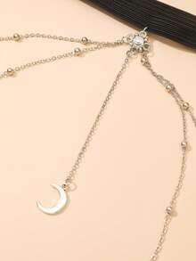 1pc Arabic Style Crescent Moon Pendant Leg Chain Body Chain, Women Beach Holiday Daily Wear Festival Gift - Silver - View 3